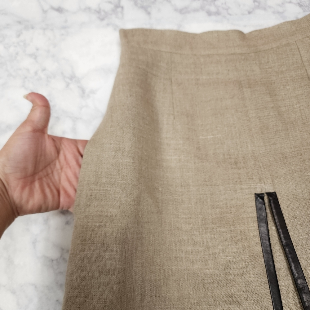 Celine Linen Leather Trim Skirt - Picture 7 of 14